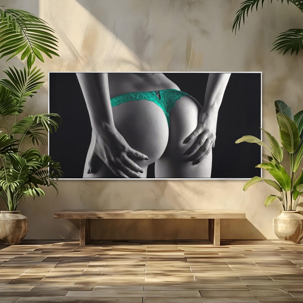 Tablou canvas cu tablou canvas cu silueta senzuala, in rama de aluminiu argintiu